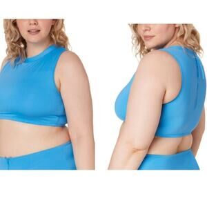 Andie Swim The Venice High Neck Bikini Top Azul Blue Size‎ Small
